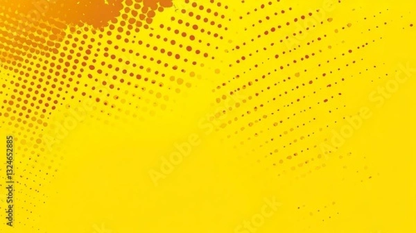 Fototapeta Bright yellow background with a retro-style, half-tone dot pattern 
