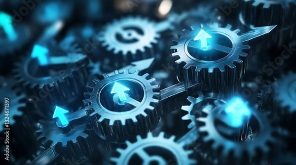 Obraz gears on a black background