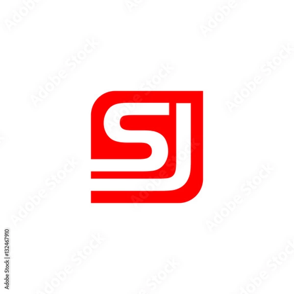 Obraz sj s j letter initial on a rounded shape logo vector