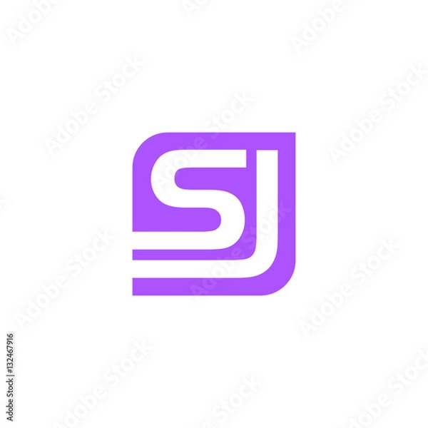 Obraz sj s j letter initial on a rounded shape logo vector