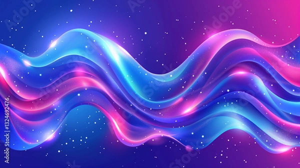 Fototapeta Abstract neon light waves in deep space