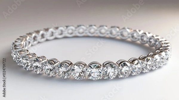 Fototapeta Elegant diamond bracelet, sparkling, isolated on white background