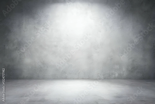 Fototapeta Empty concrete room with spotlight effect creating dramatic ambiance ideal for presentations, exhibitions, and visual storytelling in photography projects