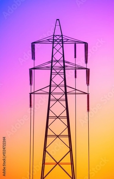 Fototapeta Digital smart grid infrastructure ensuring efficient energy distribution in a futuristic urban setting. 