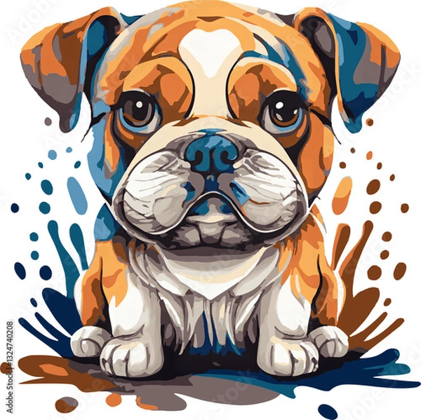 Obraz Bulldog illustration vector in abstract mixed grunge colors digital painting in minimal graphic art style. Digital illustration generative AI. 