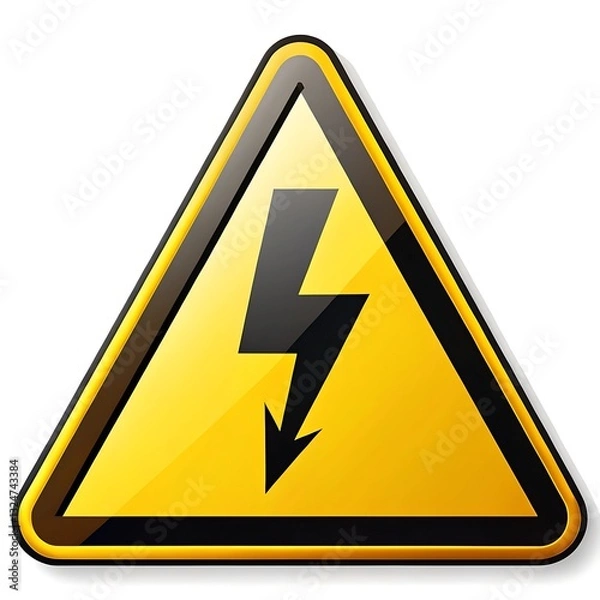 Fototapeta A Stark Warning Of High Voltage Danger, A Bold Yellow Triangle With A Black Lightning Bolt Signifying Electrical Hazard, A Crucial Safety Symbol