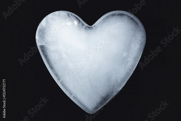 Obraz Ice Heart on Black Background. 