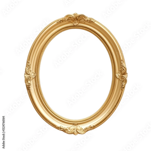 Fototapeta Golden Oval Frame: An elegant, antique-style, empty oval frame with a beautiful, textured, gold finish, perfect for displaying artwork, portraits, or cherished memories.