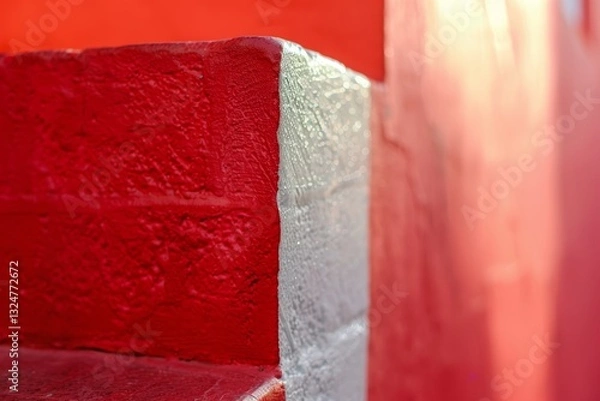 Fototapeta A Close-Up View of a Red and White Wall