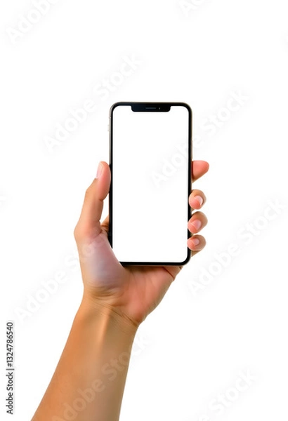 Obraz hand holding a mobile phone isolated