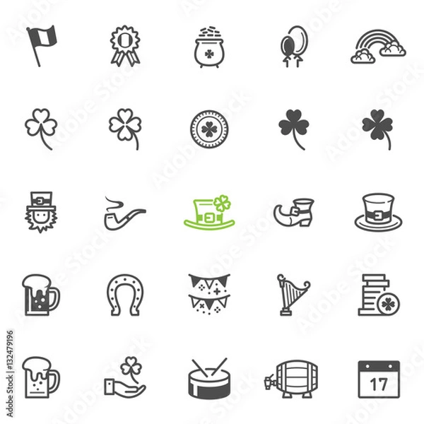 Obraz Saint Patrick's Day icons with White Background
