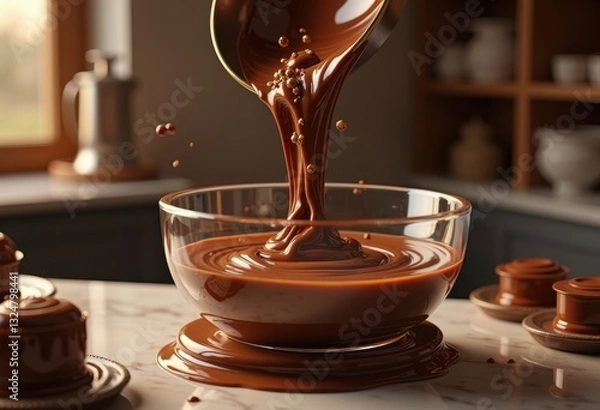 Fototapeta divine visual guide creating luxurious chocolate through melt pour process rich texture tempting scent, image, flavor, sensation, richness, ingredient