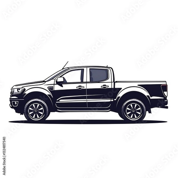 Obraz Pickup Truck Side View Illustration.
