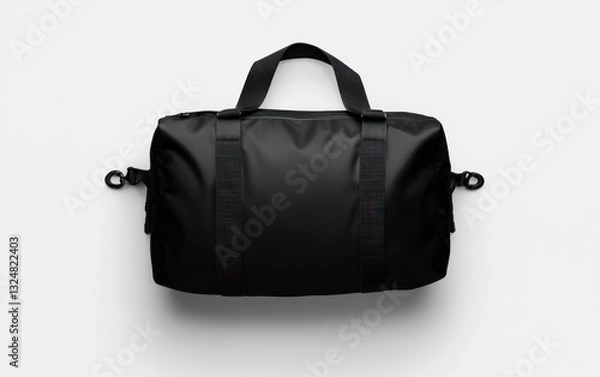 Obraz Black Textured Duffel Bag on White Background