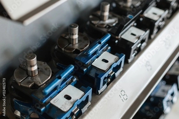 Fototapeta nozzles of coordinate-punching machines, dies for stamping metal