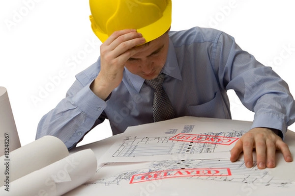 Obraz sad architect with blueprints