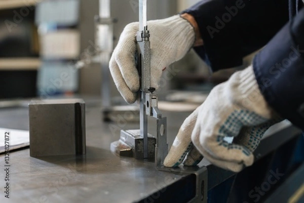 Obraz production and processing of metal, measurement of dimensions of the part