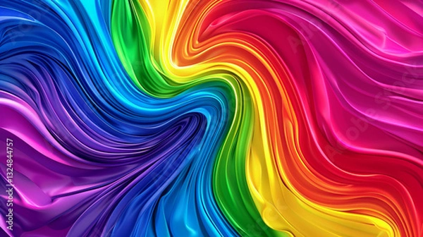 Fototapeta Vibrant Rainbow Fluid Shapes with Smooth Glossy Textures and Abstract Flow
