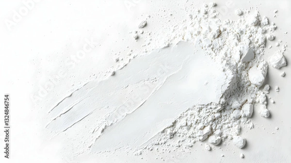 Fototapeta Close Up Of White Powder Smear With Rough Texture Against White Background