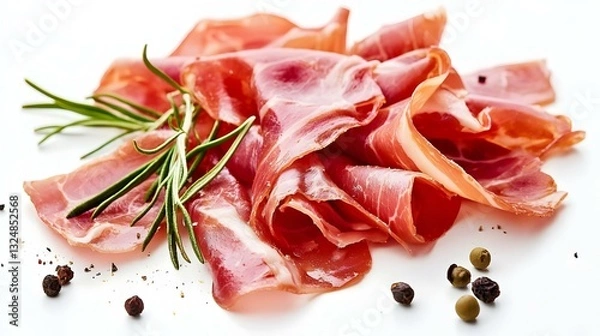 Obraz prosciutto on white background