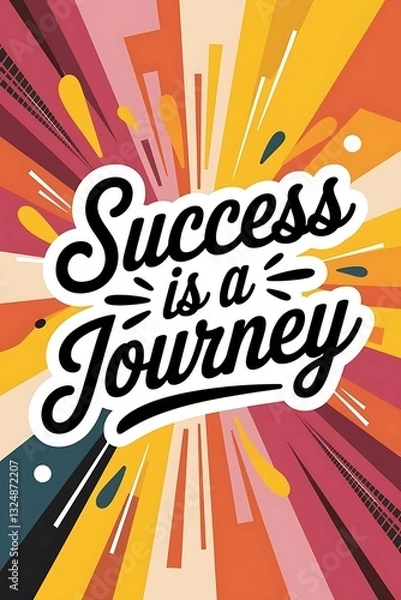 Fototapeta Success is a Journey Typography and Colorful Background Motivational Quote T-shirt Design Illustration