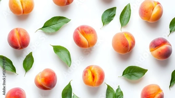 Fototapeta Flat lay composition with peaches