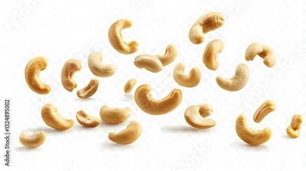 Obraz Falling cashew nuts isolated on transparent