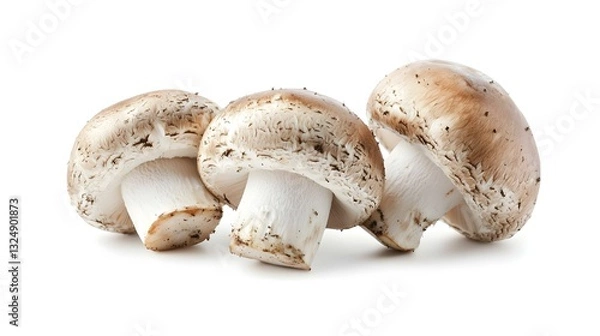 Obraz Fresh Brown Mushrooms Isolated on White Background