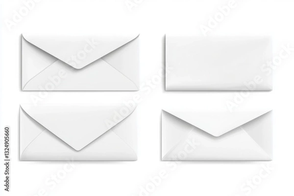 Fototapeta Standard 10 envelope with flap in front and back views isolated on white background 
