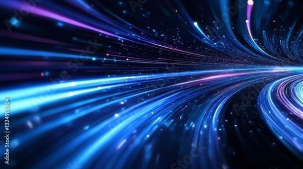 Fototapeta light streak, fiber optic, speed line, futuristic background for 5g or 6g technology wireless data transmission, high-speed internet in abstract