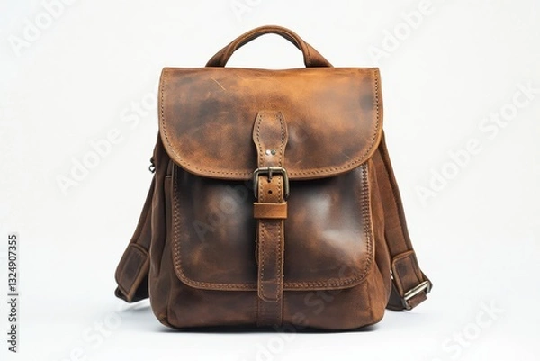 Fototapeta Crafted leather backpack perfect for urban explorers seeking style and durability in their daily adventures