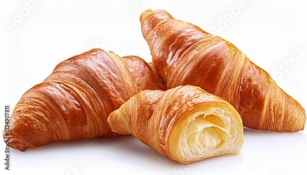 Fototapeta croissants isolated on white background with clipping path