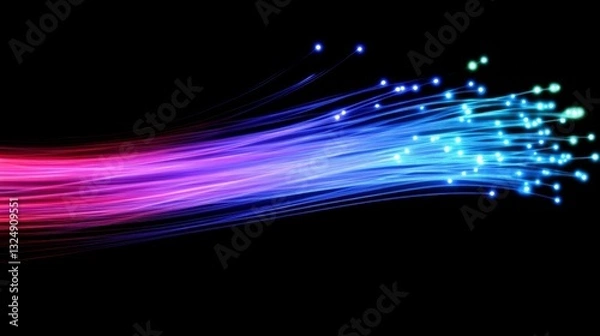 Fototapeta light streak, fiber optic, speed line, futuristic background for 5g or 6g technology wireless data transmission, high-speed internet in abstract