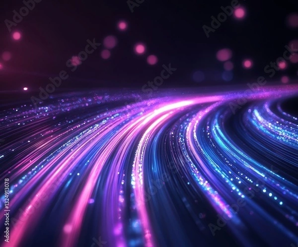 Obraz light streak, fiber optic, speed line, futuristic background for 5g or 6g technology wireless data transmission, high-speed internet in abstract