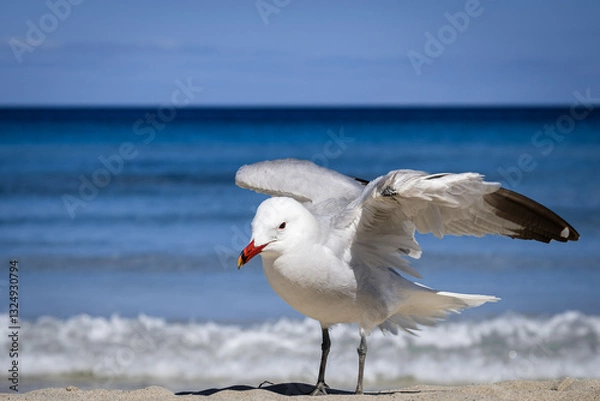 Obraz A Audouin's gull at the beach.