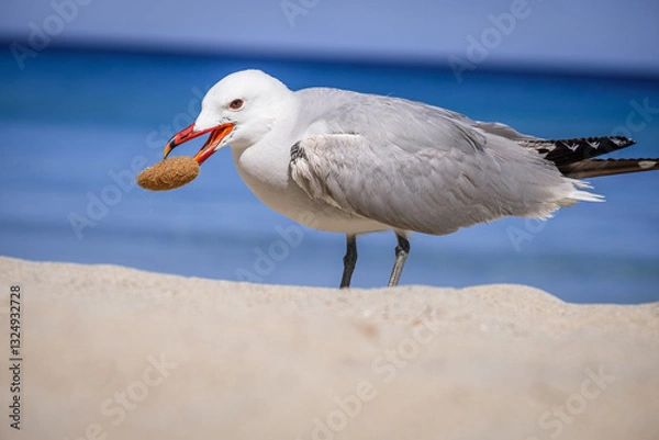 Obraz A Audouin's gull at the beach.