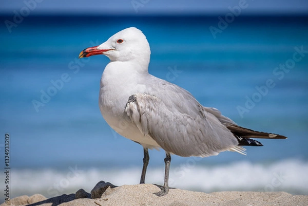 Obraz A Audouin's gull at the beach.