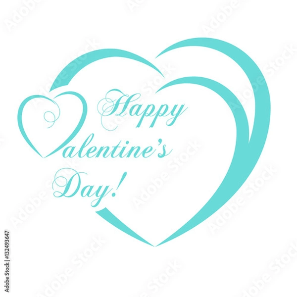 Fototapeta Banner Valentines Day with symbols hearts and lettering for concept design poster, greeting card or invitation. Cartoon style. Vector illustration.