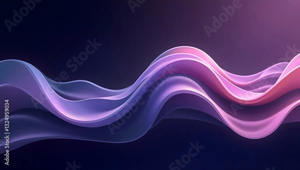 Obraz Abstract fluid 3D render with a black background and holographic, iridescent neon curved wave in motion. Abstract fluid iridescent holographic curved wave in motion colorful gradient design