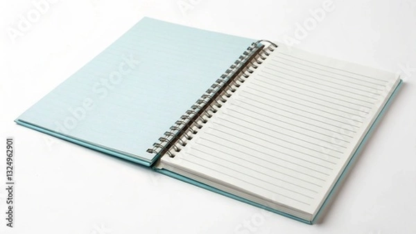 Obraz Blank Paper Notebook: Perfect for Note-Taking, Journaling, and Creative Writing Projects. High-Resolution Image, Isolated on White Background, Ideal for Design Layouts, Mockups, and Branding