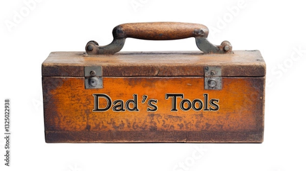Obraz World Father’s Day PNG file transparent background – Flat vector of a toolbox with ‘Dad’s Tools’ engraved on it