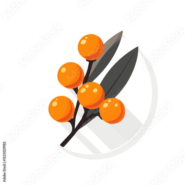 Obraz Sea Buckthorn Icon | Clear & Stylish Flat Design.
