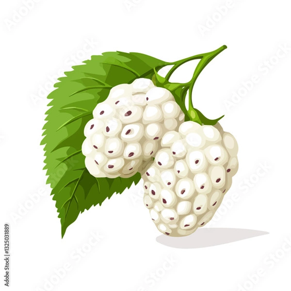 Obraz White Mulberry Icon – Vector Illustration of the Fresh Fruit
