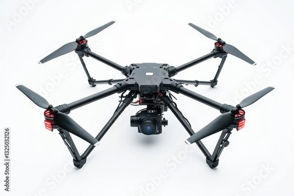 Fototapeta Drone with sensors for environmental monitoring isolated on a clean white background
