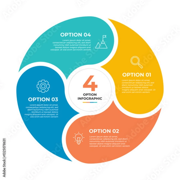 Fototapeta 4 option infographic with four sections and a number 4.