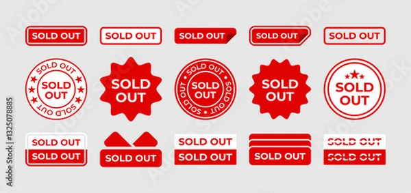 Obraz Red sold out signs with different designs.