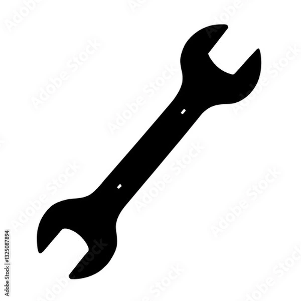 Obraz An illustration featuring a black wrench silhouette set against a clean white background showing adjustable jaws and detailed grip patterns.