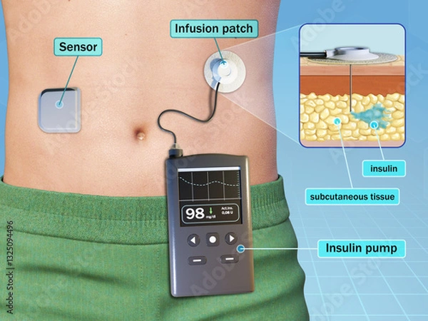 Obraz Insulin pump with wireless sensor