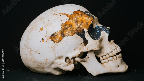 Fototapeta Skull Showing Galaxy Inside During Psychedelic Ketamine Therapy Session