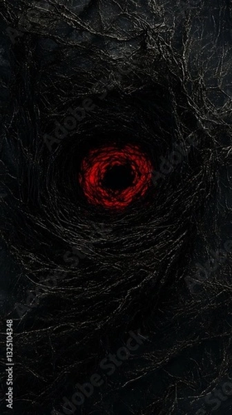 Fototapeta Dark tunnel with bright red center. Background space